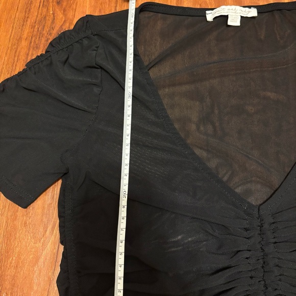 American Eagle Don’t Ask Why Sheer Black Ruched Crop Top - Picture 8 of 8